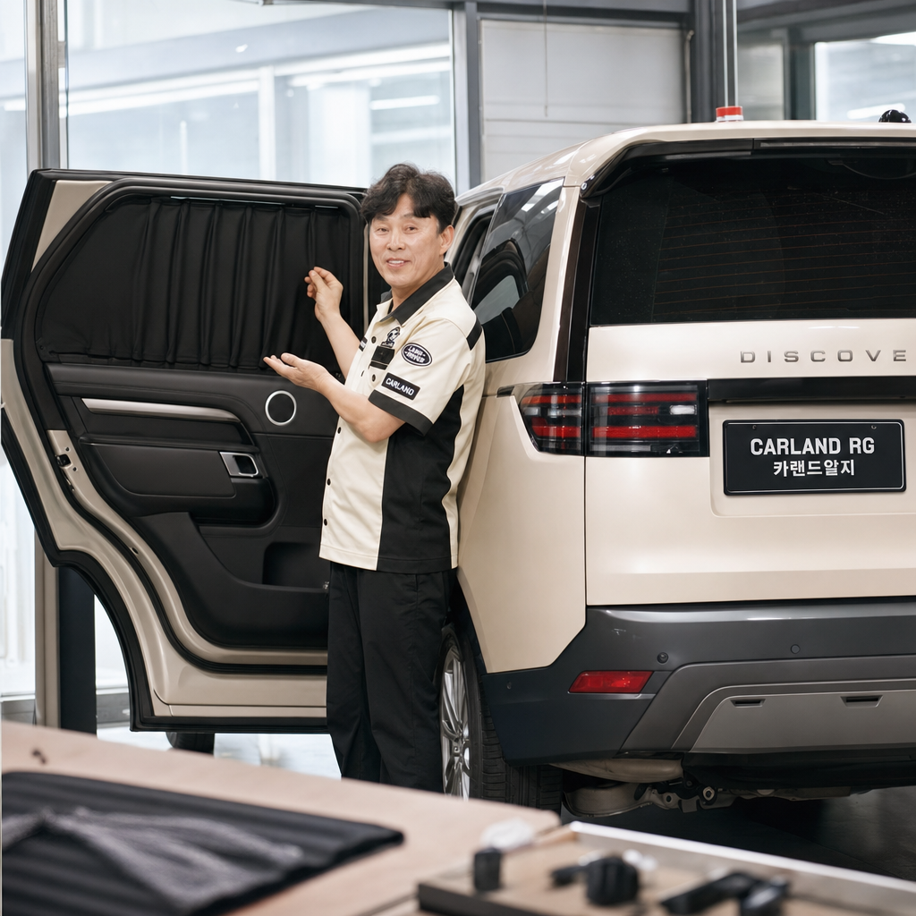 랜드로버 디스커버리 스웨이드 차량암막커튼 시공 자외선차단 청주 카랜드알지
